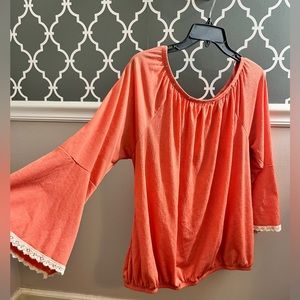 3 for $25 plus FREE SHIPPING! Three-Quarter Length Bell-Shaped Sleeve Shirt